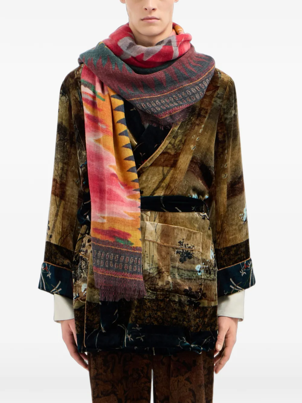 Pierre-Louis Mascia Euclidex sjaal met ikat-print Rood