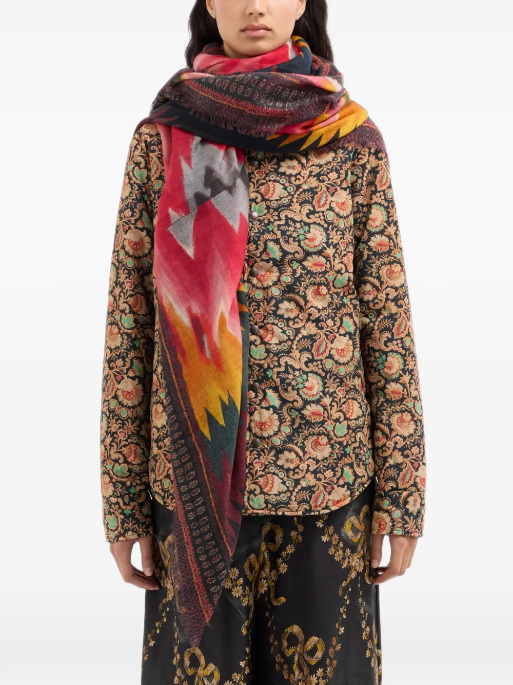 Pierre-Louis Mascia Euclidex sjaal met ikat-print Rood