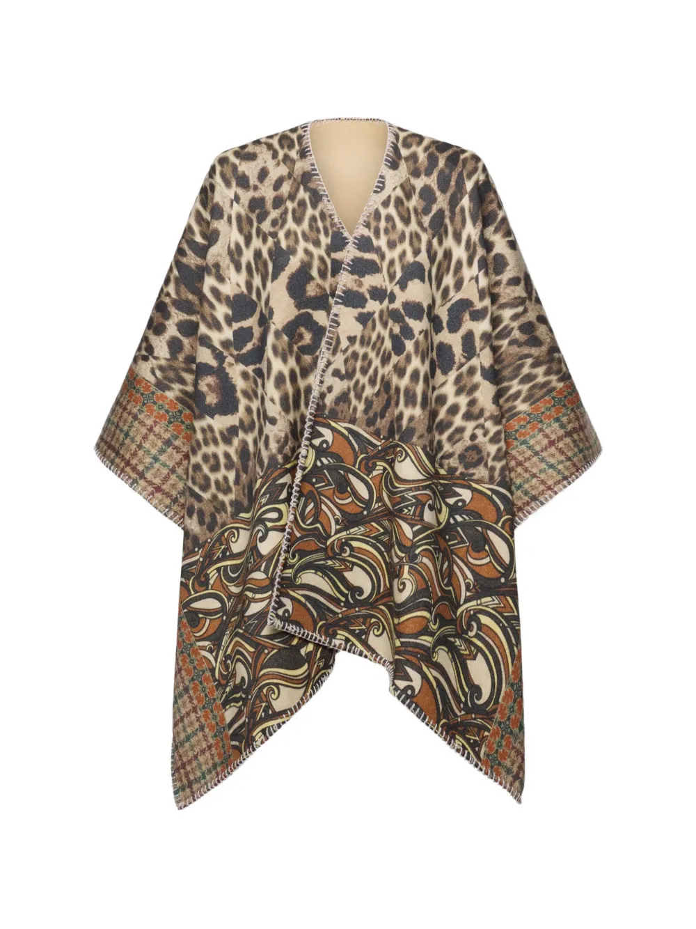 Pierre-Louis Mascia Poncho Pancake leopardato - Marrone