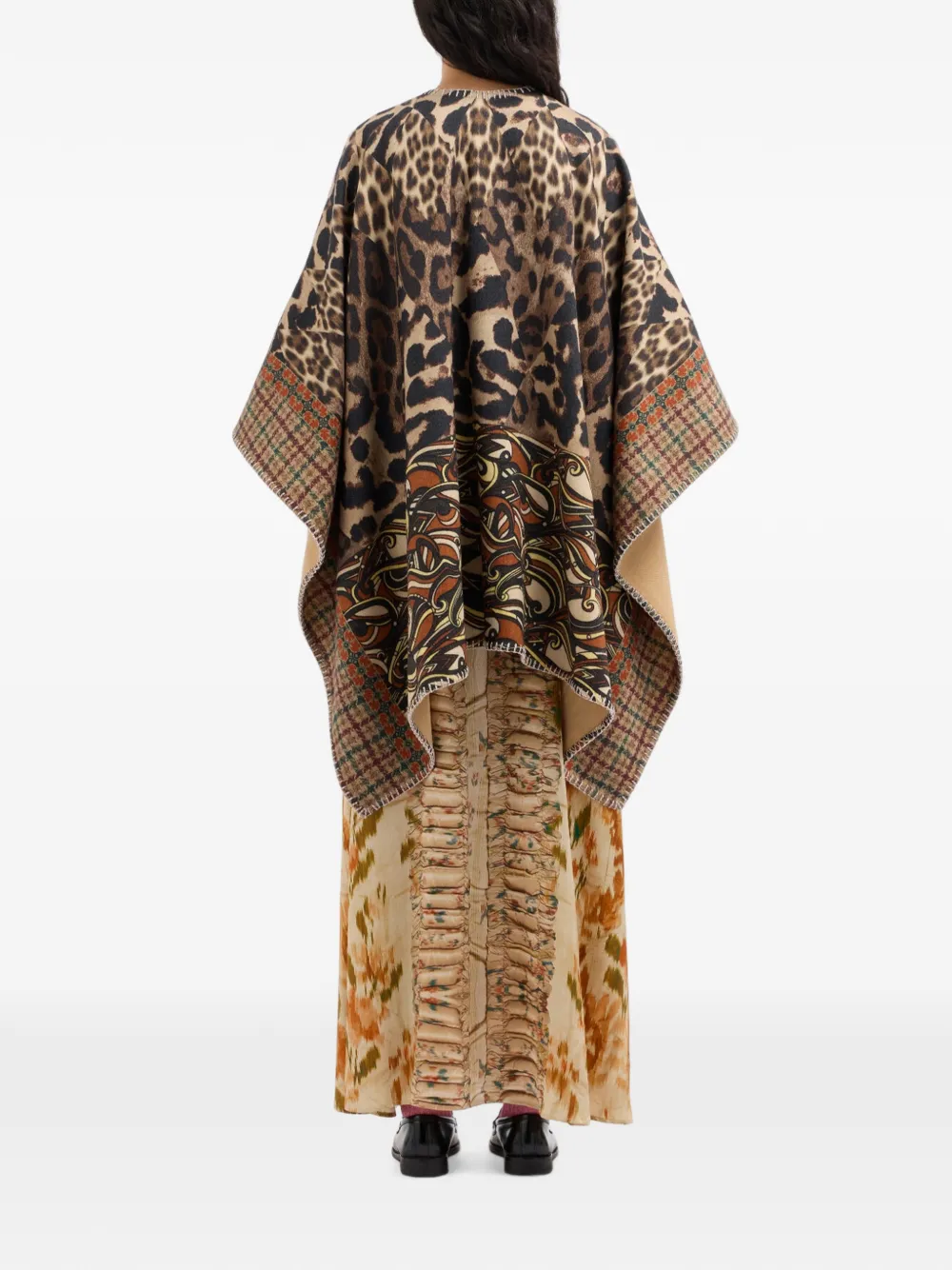 Pierre-Louis Mascia Pancake poncho cape met luipaardprint Bruin