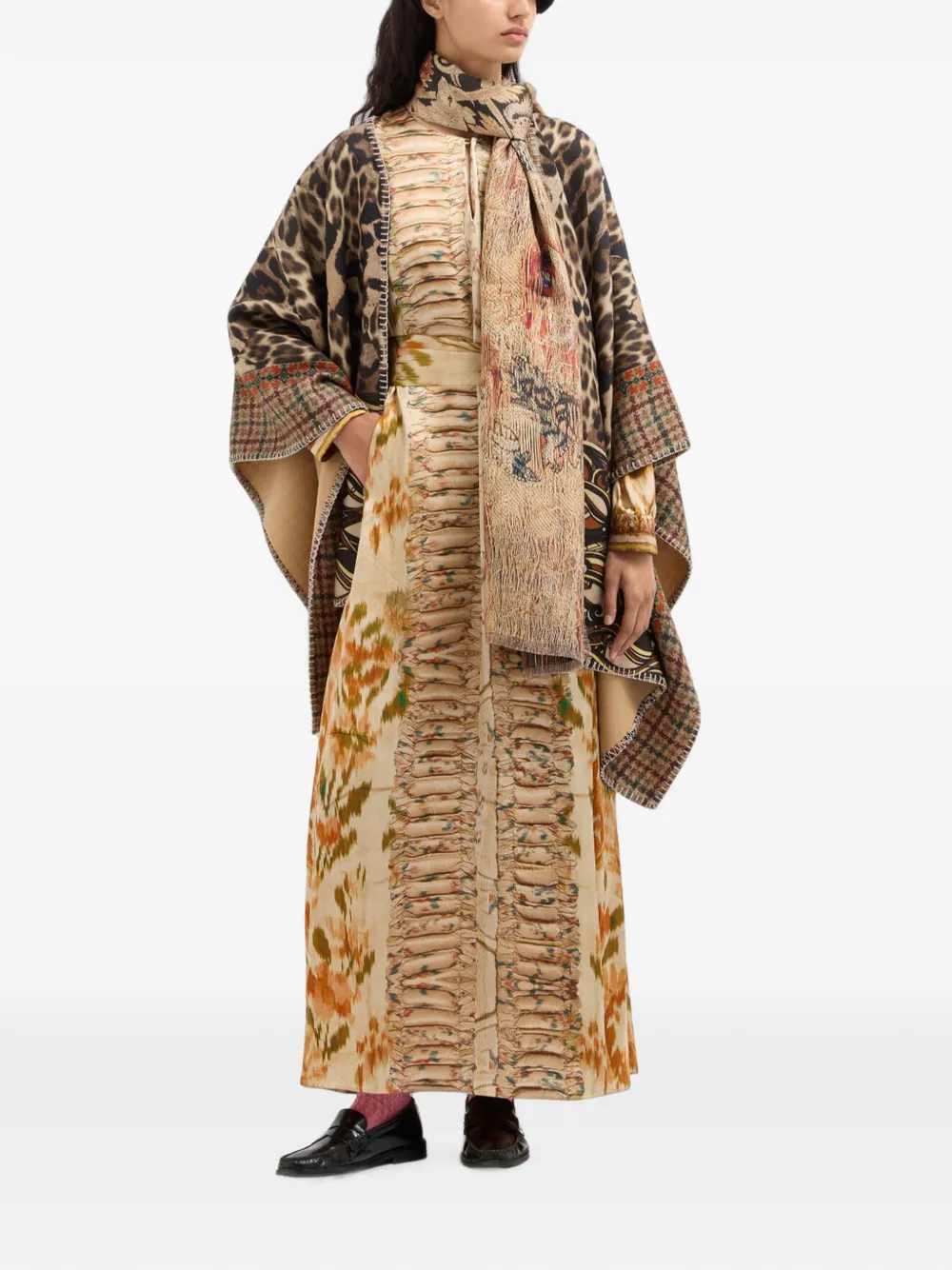 Pierre-Louis Mascia Pancake poncho cape met luipaardprint Bruin