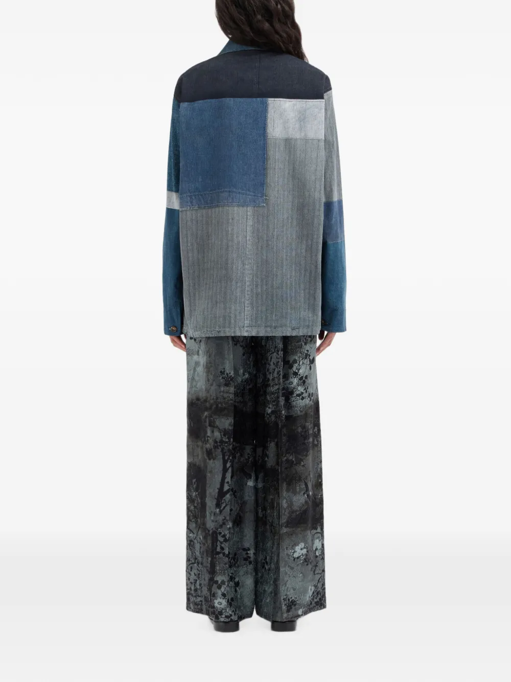 Pierre-Louis Mascia Amadobis denim shirtjack met patchwork Blauw