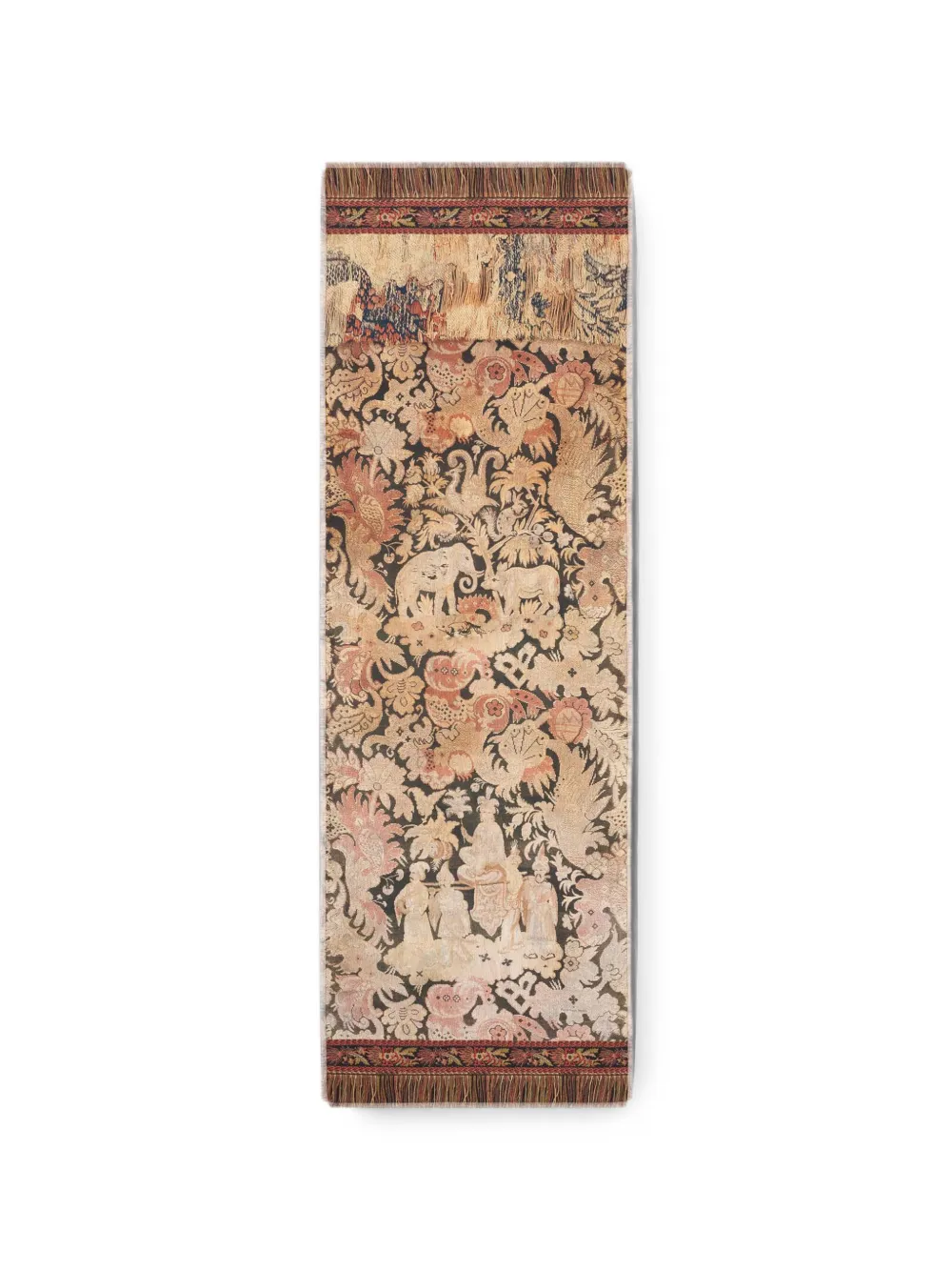 Pierre-Louis Mascia Fancy sjaal met botanische print en franje Beige