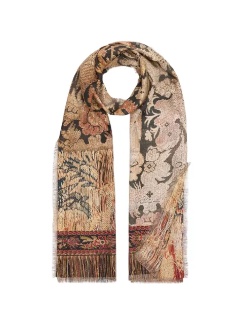 Pierre-Louis Mascia Fancy botanical-print frayed scarf