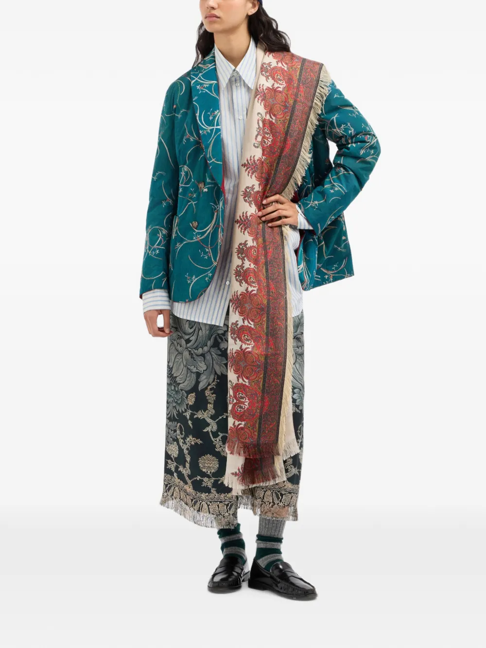 Pierre-Louis Mascia Integra blazer met dubbele rij knopen en bloemenprint Blauw