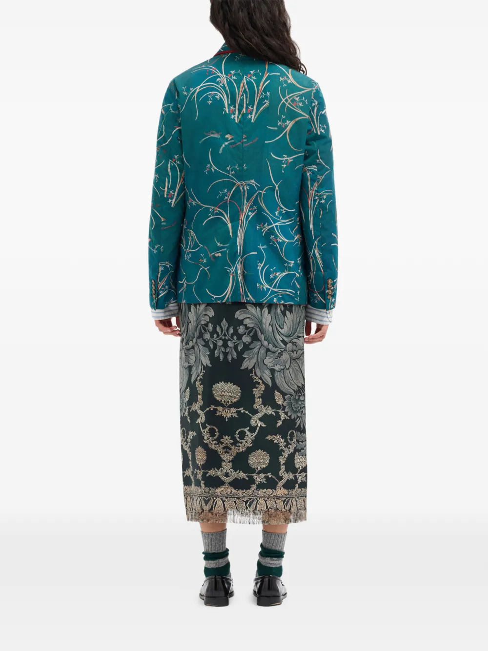 Pierre-Louis Mascia Integra blazer met dubbele rij knopen en bloemenprint Blauw