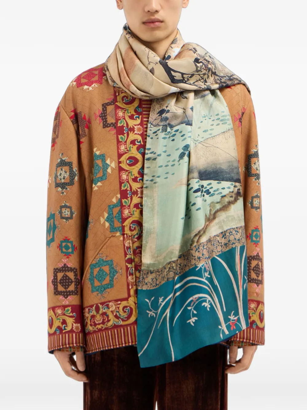 Pierre-Louis Mascia Aloewon zijden met print Beige