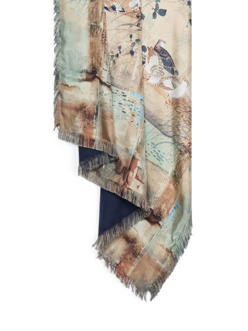 Pierre-Louis Mascia Sjaal met bloemenprint en franje Beige