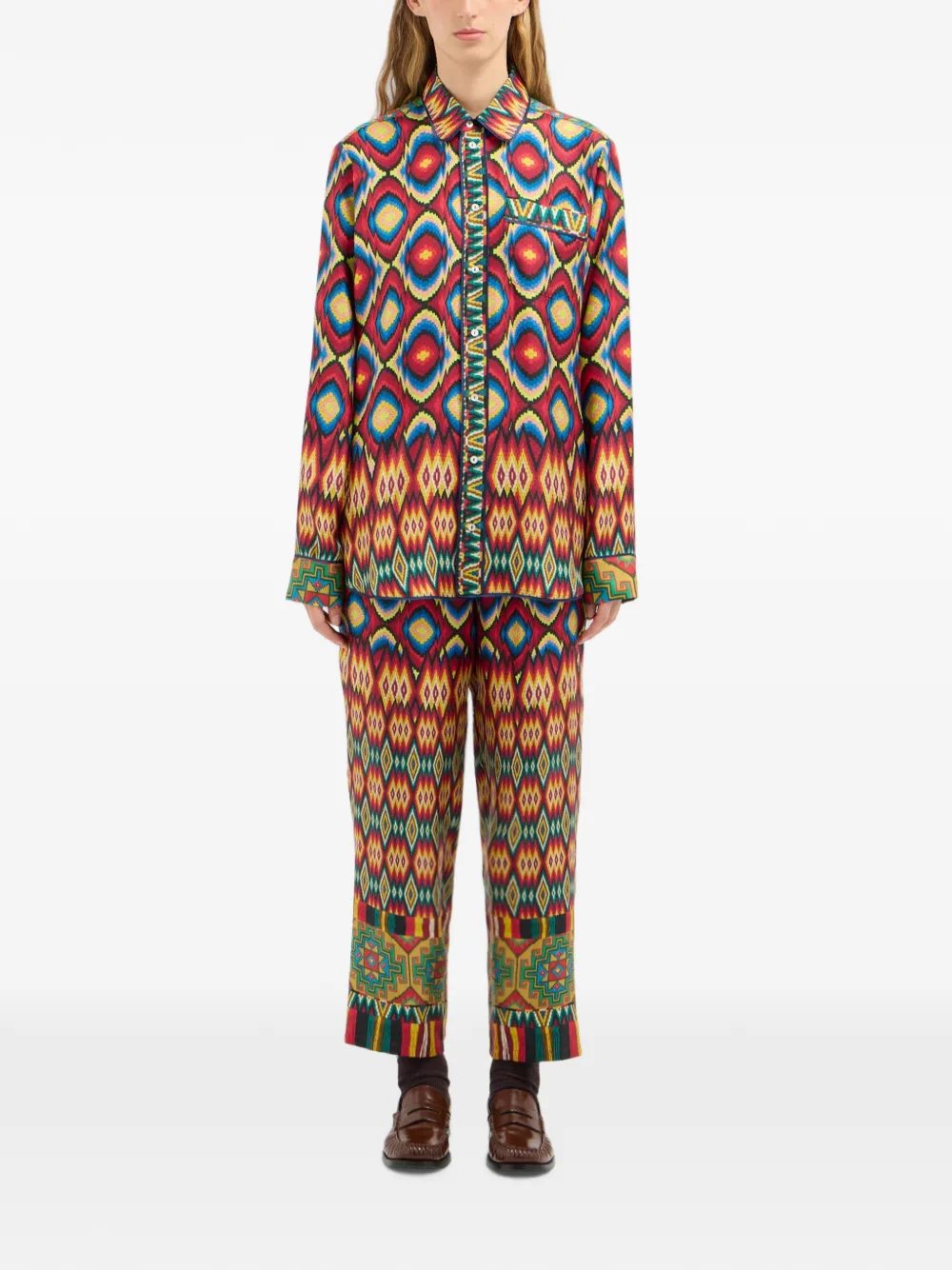 Pierre-Louis Mascia Aloe zijden blouse met geometrische print Rood