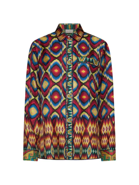 Pierre-Louis Mascia Aloe geometric-print silk shirt