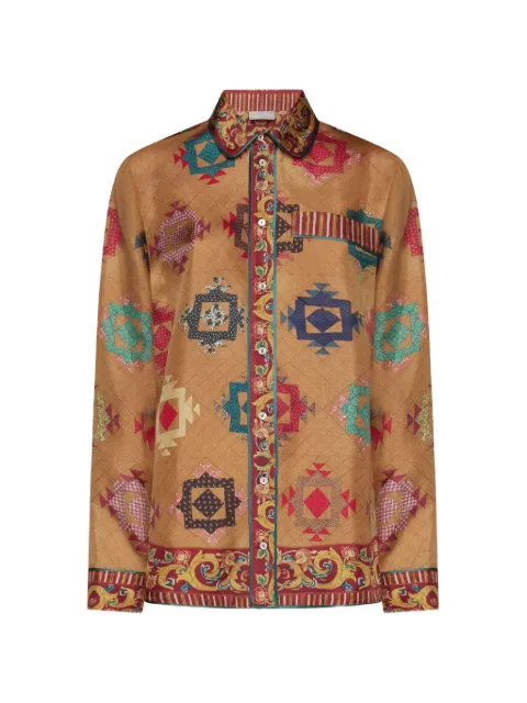 Pierre-Louis Mascia Aloe geometric-print silk shirt