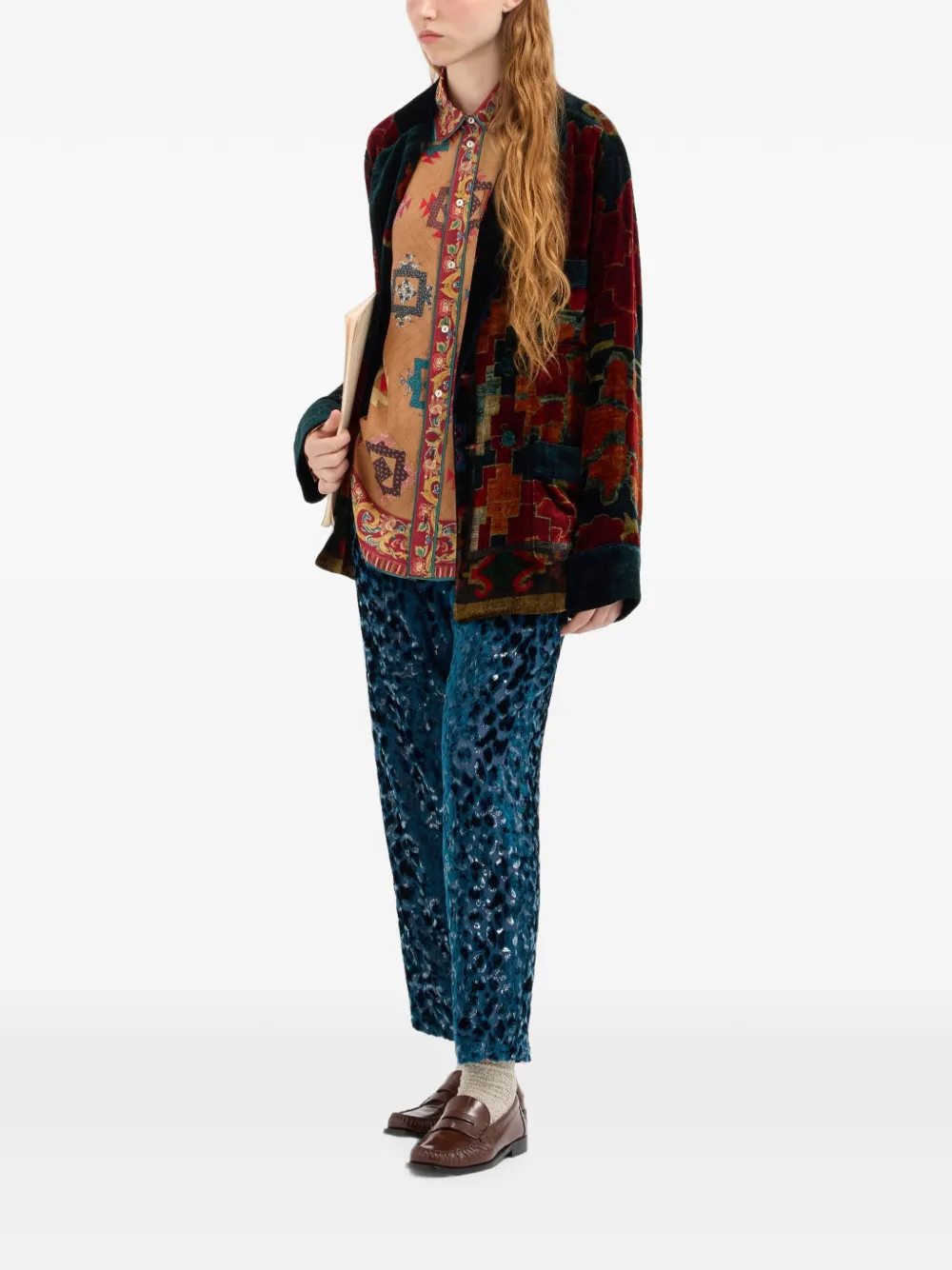 Pierre-Louis Mascia Aloe zijden blouse met geometrische print Beige