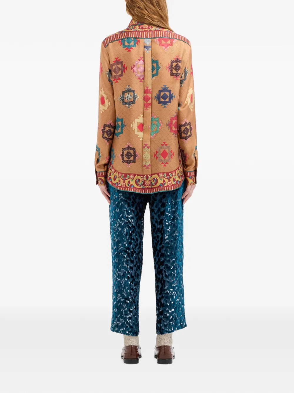Pierre-Louis Mascia Aloe zijden blouse met geometrische print Beige