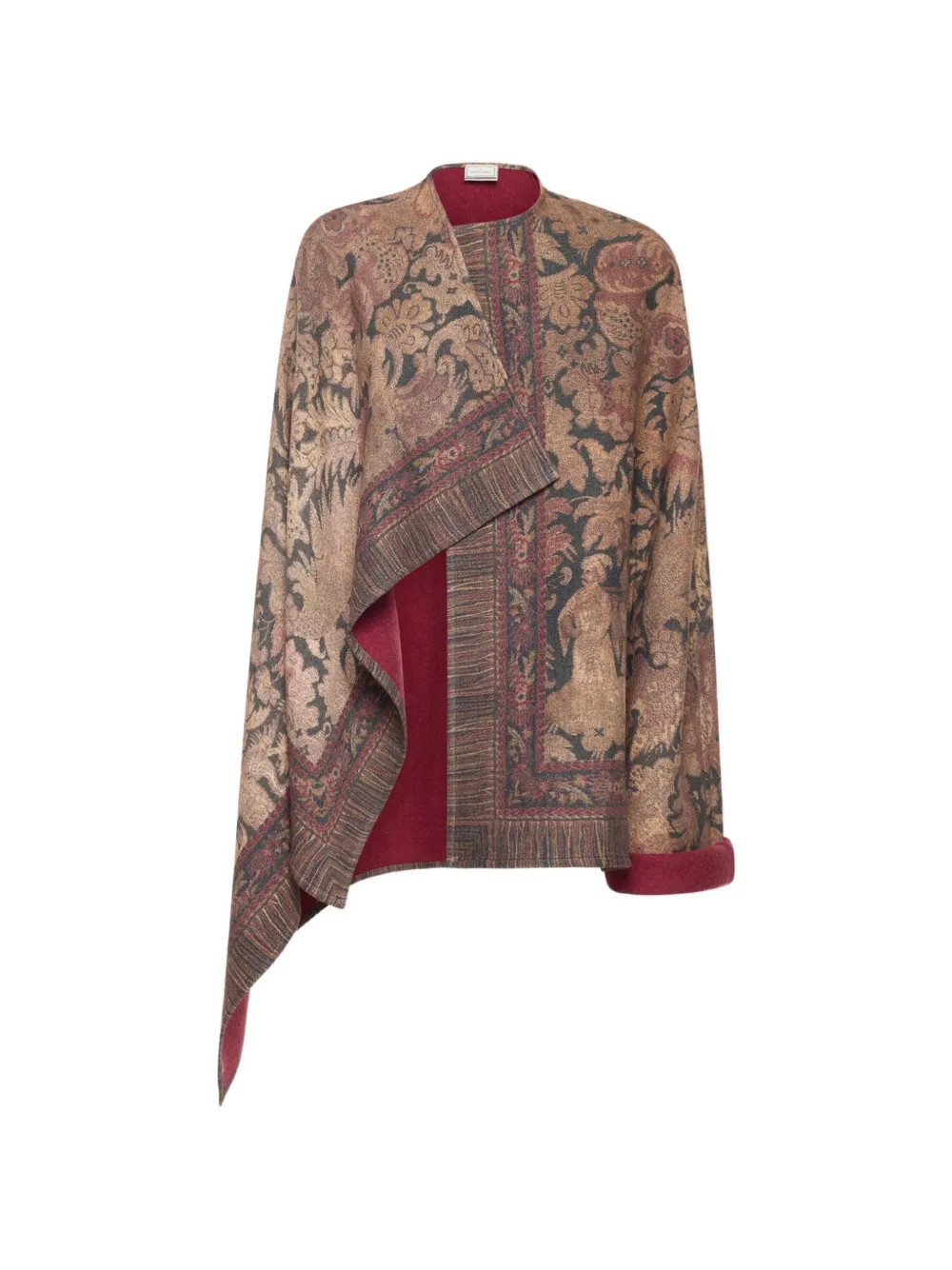 Pierre-Louis Mascia Pancake floral-print wool cape - Braun