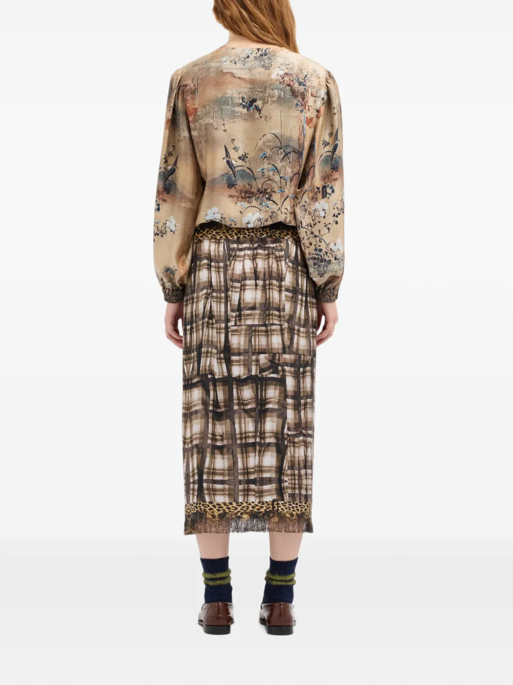 Pierre-Louis Mascia Aloe gedrapeerde midi-rok Beige