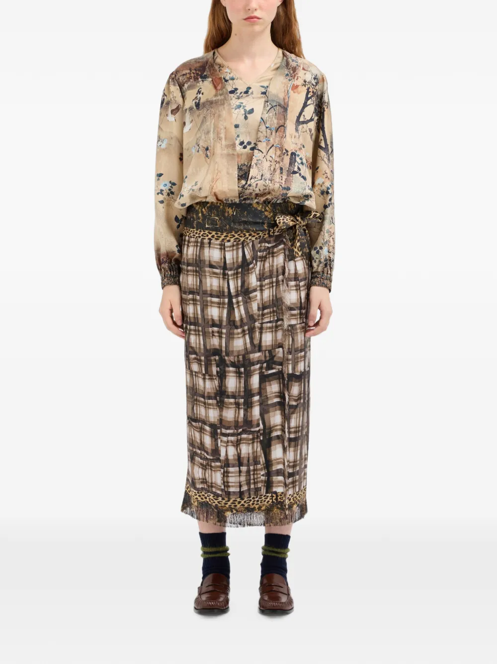 Pierre-Louis Mascia Aloe gedrapeerde midi-rok Beige