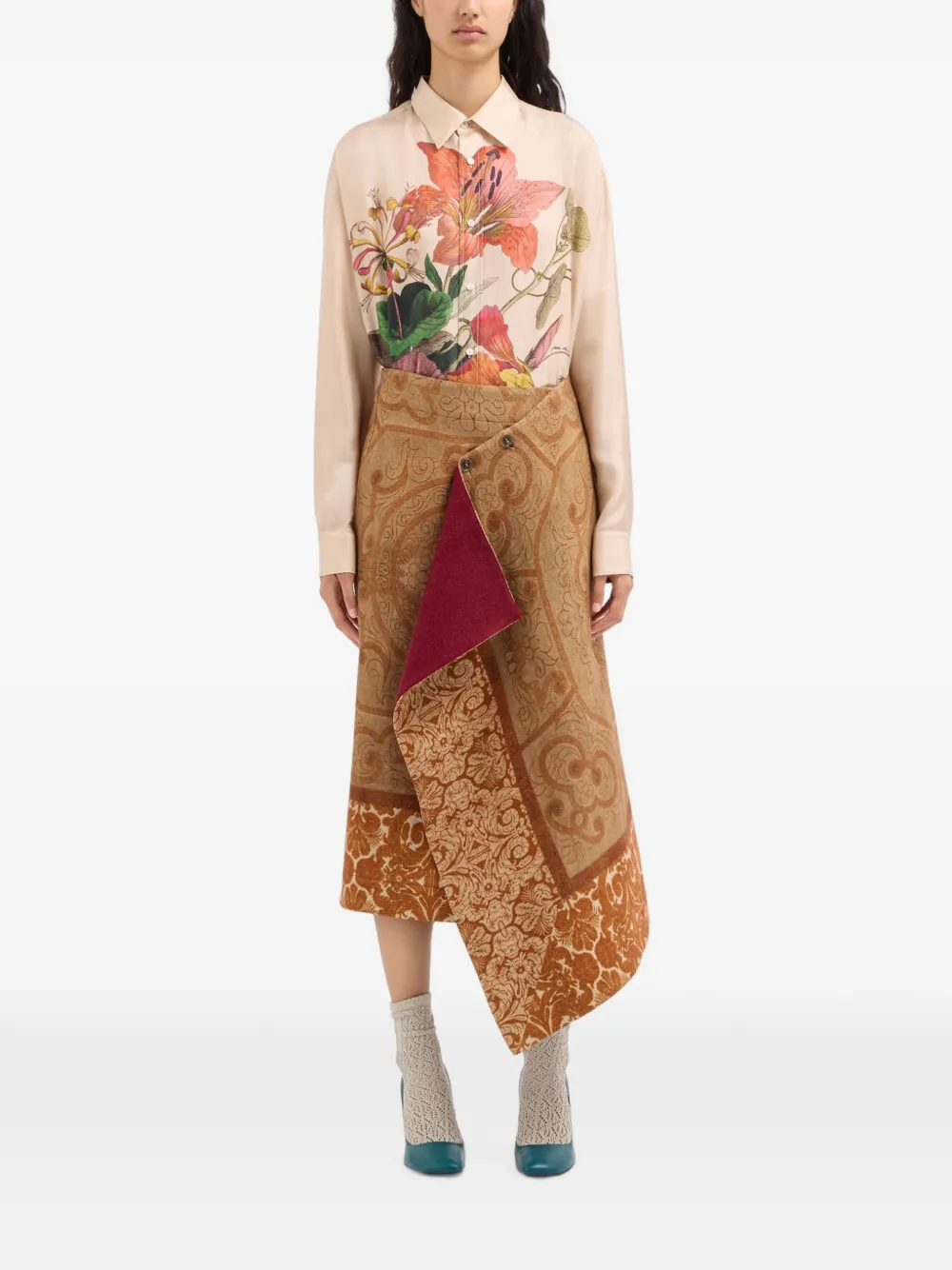 Pierre-Louis Mascia Pancake wikkelrok met paisley-patroon Beige