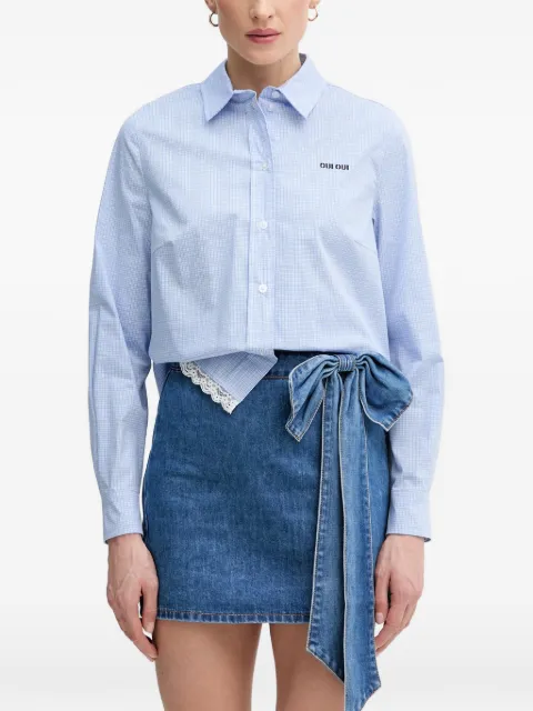 OUI lace-trim checked shirt