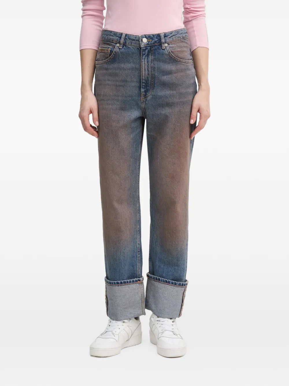 Sisley faded turn-up jeans - Blau