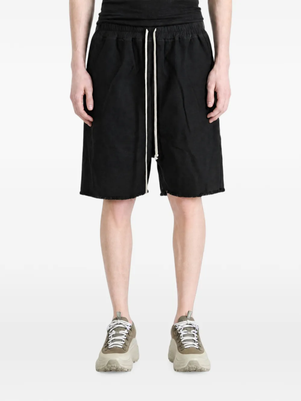 Rick Owens DRKSHDW Gerafelde shorts met ritsdetail Zwart