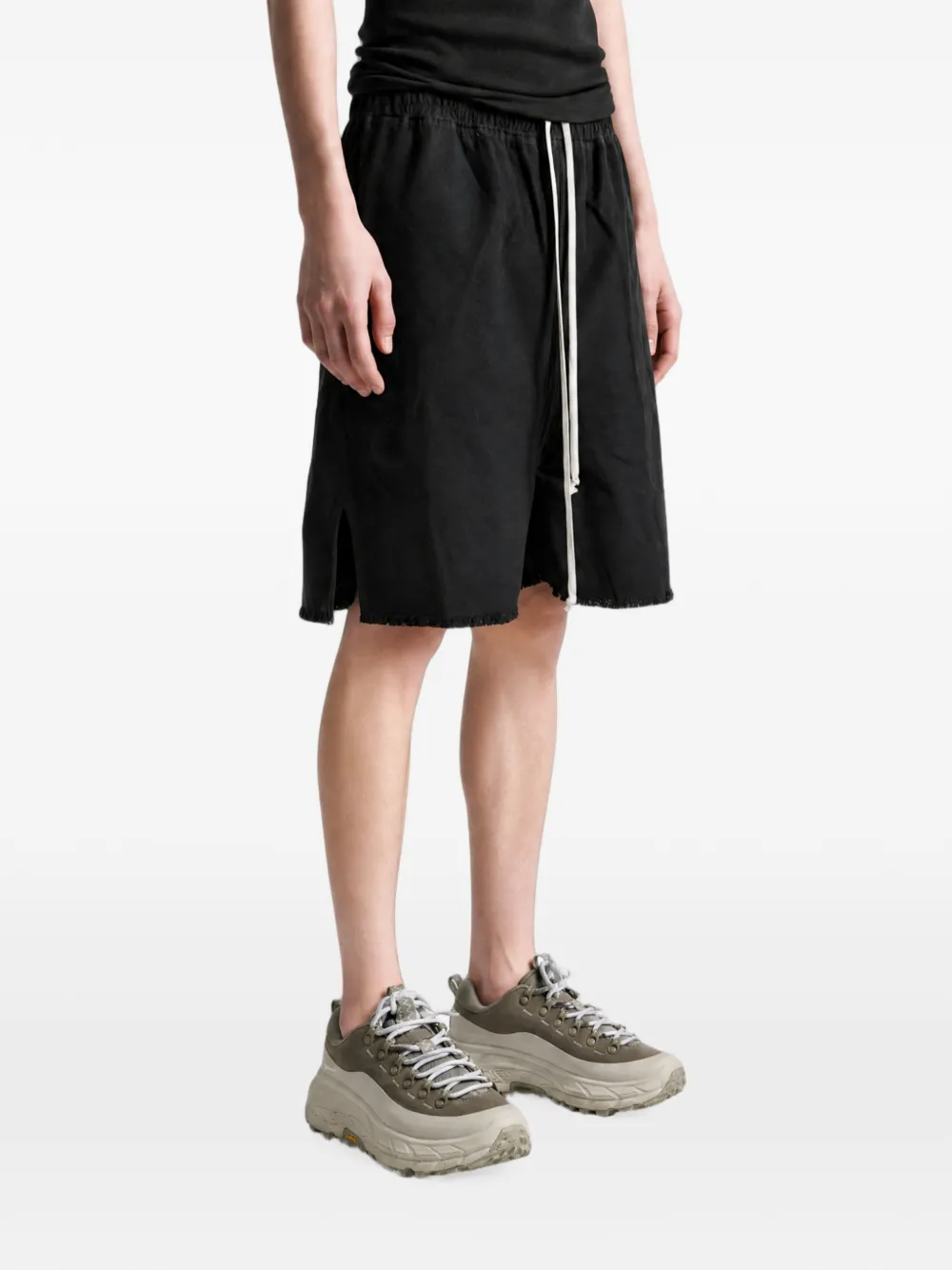 Rick Owens DRKSHDW Gerafelde shorts met ritsdetail Zwart
