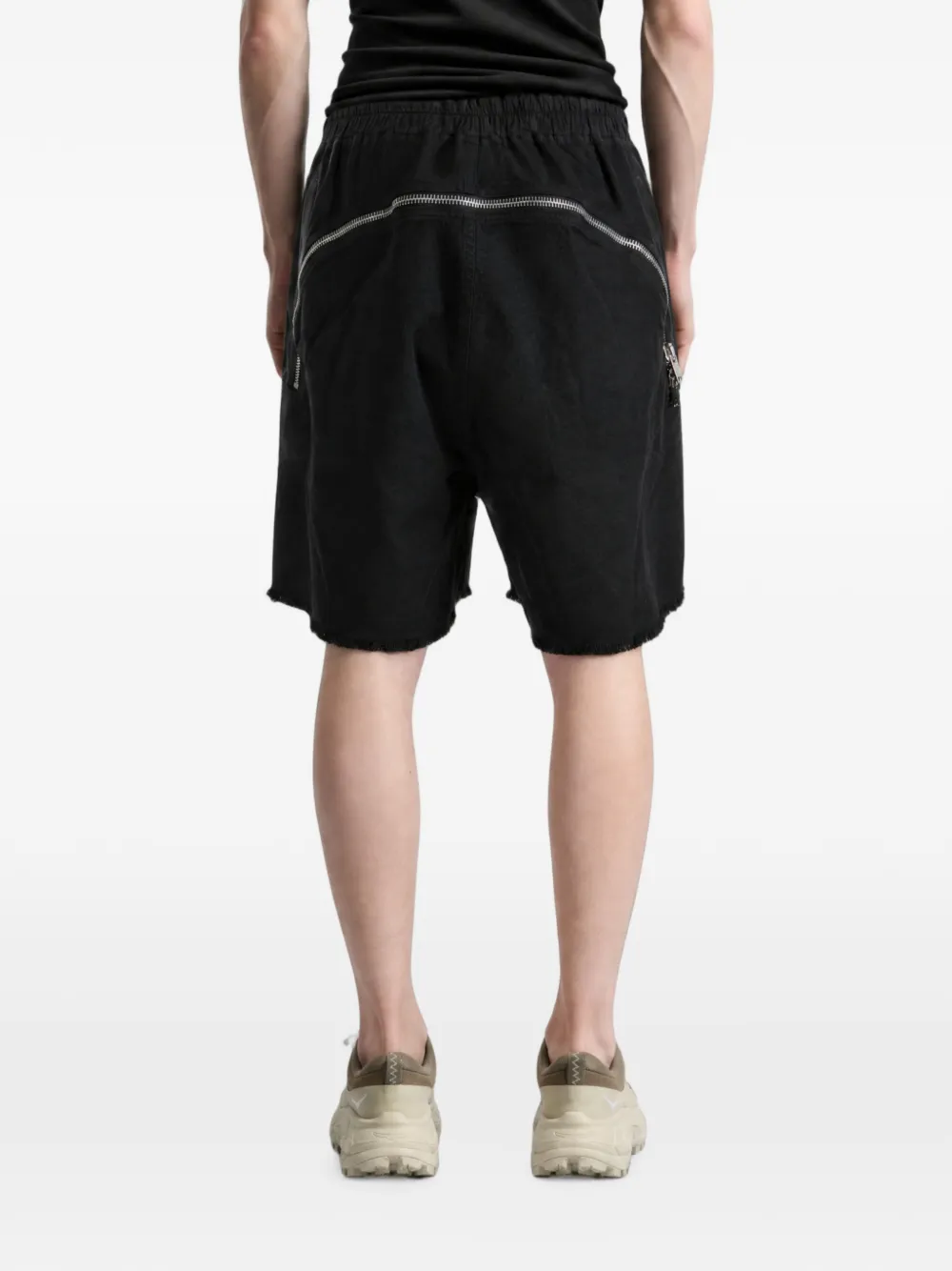 Rick Owens DRKSHDW Gerafelde shorts met ritsdetail Zwart