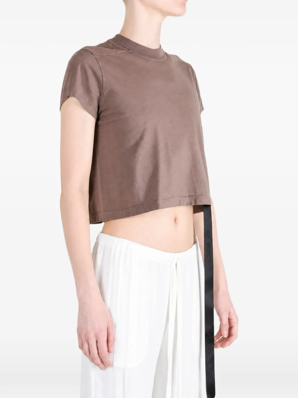 Rick Owens DRKSHDW Cropped T-shirt met hangband Bruin
