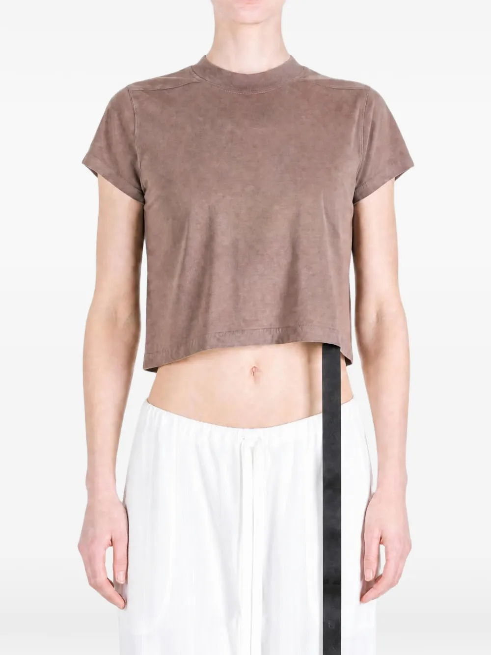 Rick Owens DRKSHDW Cropped T-shirt met hangband Bruin