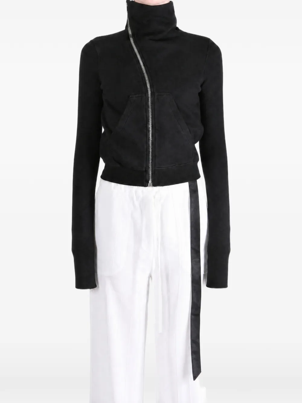 Rick Owens DRKSHDW Mountain Sweat asymmetric zip-up sweatshirt Zwart