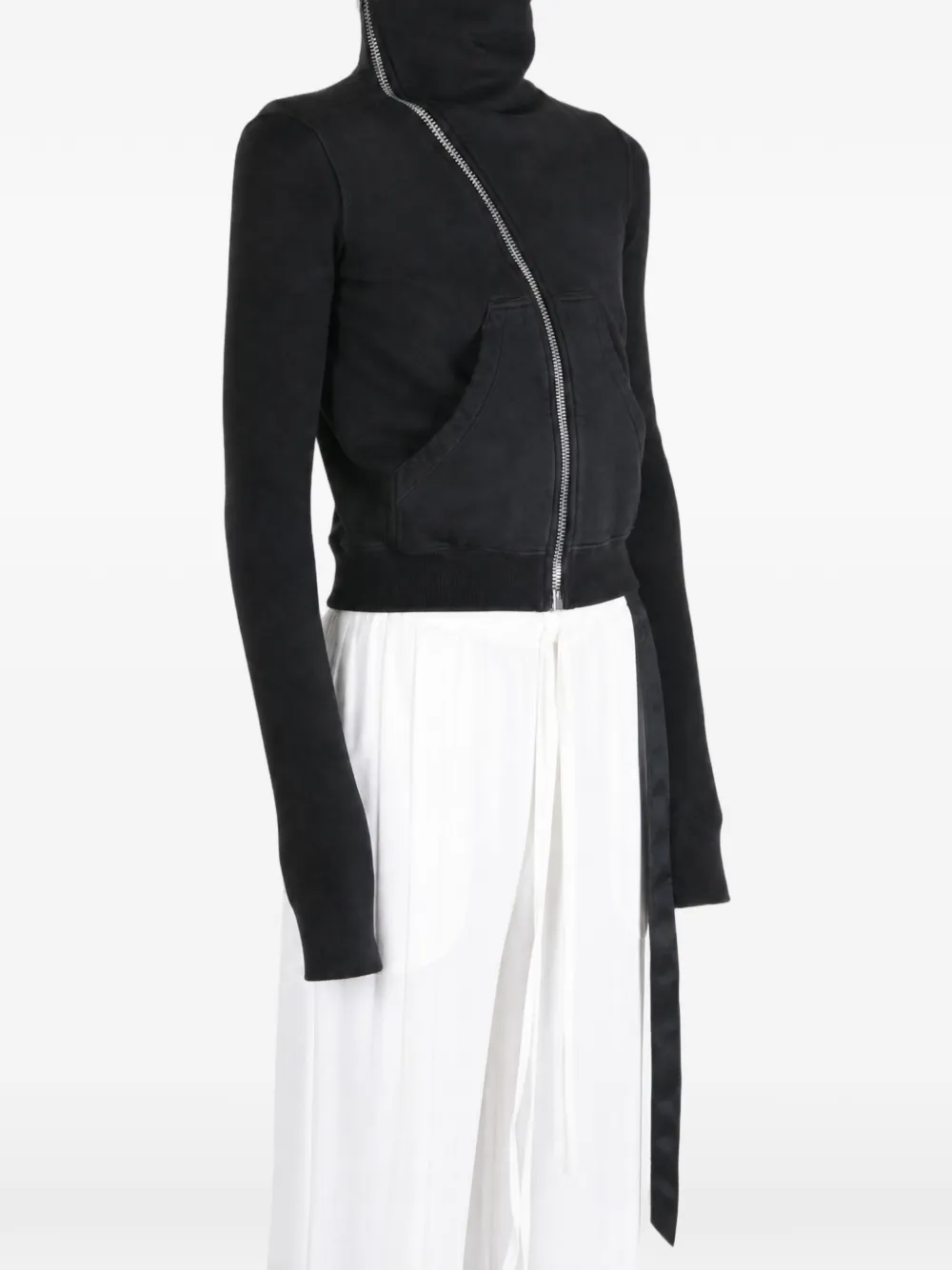 Rick Owens DRKSHDW Mountain Sweat asymmetric zip-up sweatshirt Zwart