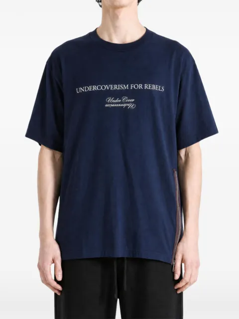 Undercover slogan-print zip-detail t-shirt