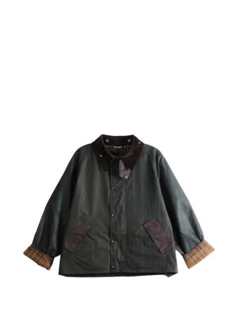 Barbour tartan-panelled waxed-cotton jacket