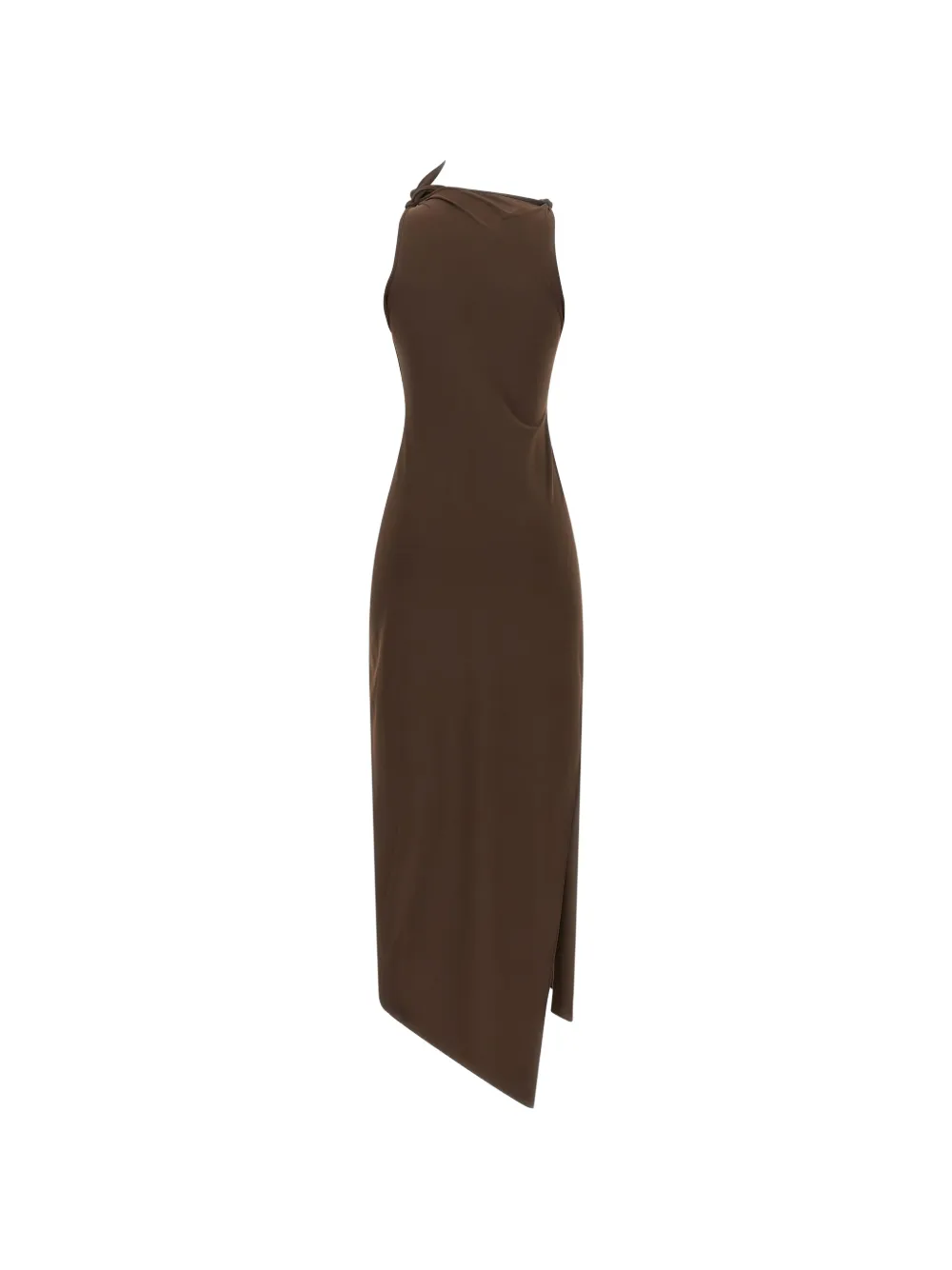 Coperni Asymmetrische sculpturale avondjurk met geknoopte bloemdetails Bruin