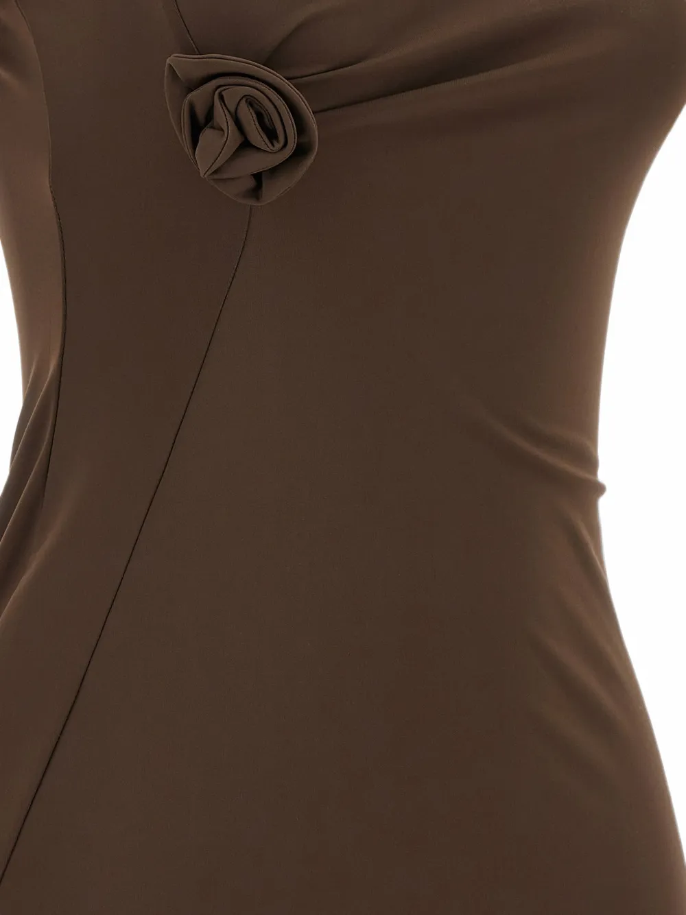 Coperni Asymmetrische sculpturale avondjurk met geknoopte bloemdetails Bruin