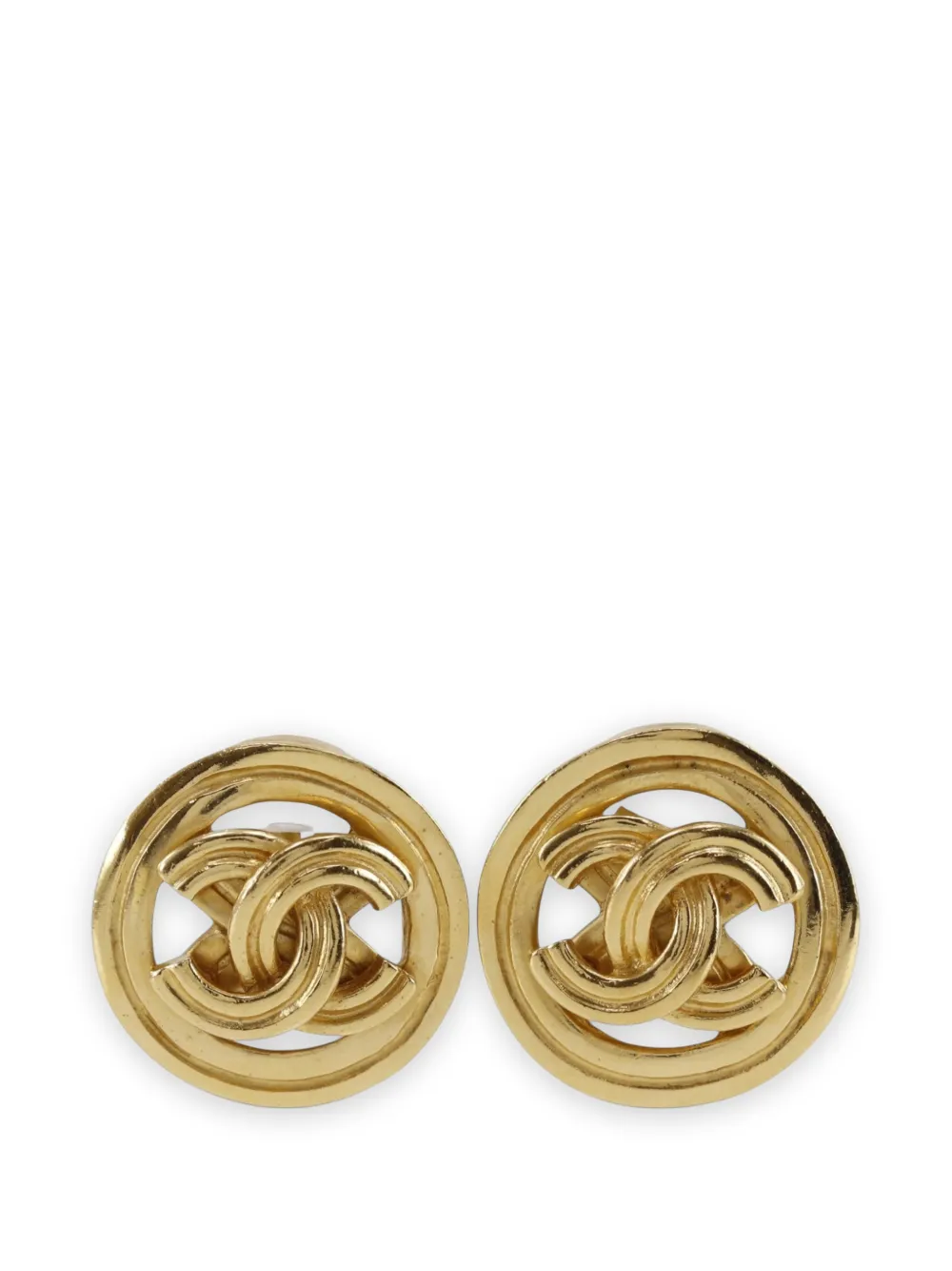 CHANEL Pre-Owned Orecchini tondi CC a clip con placcatura oro 1996