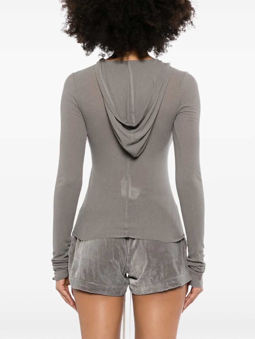 Rick Owens Cropped T-shirt met capuchon Grijs