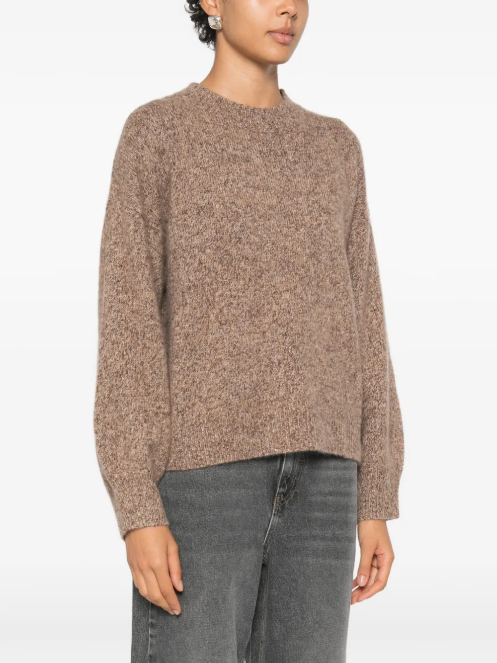 Soft Goat Trui met ronde hals en gemêleerd effect Bruin