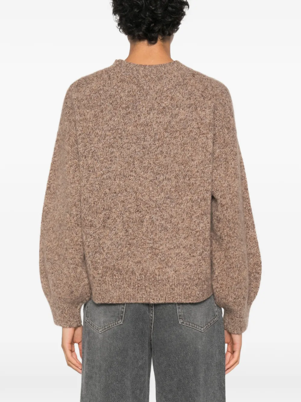Soft Goat Trui met ronde hals en gemêleerd effect Bruin