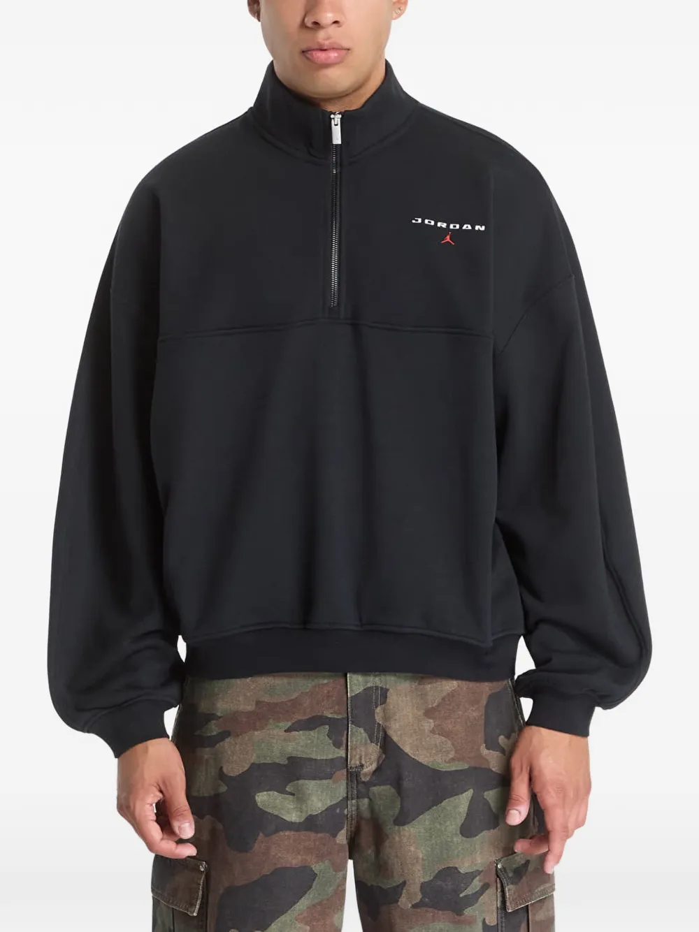 Jordan Flight fleece sweater met halve rits Zwart