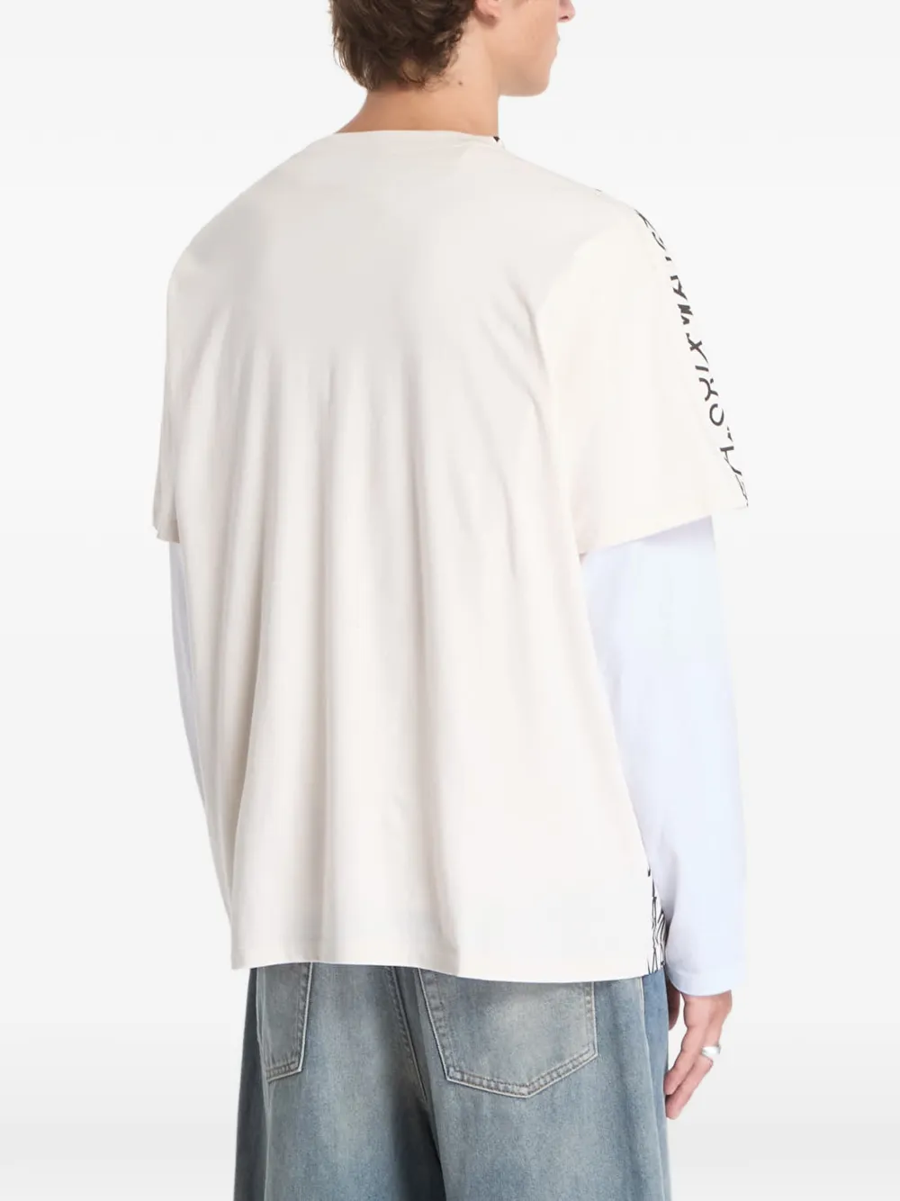MM6 Maison Margiela T-shirt met logoprint en gelaagde mouwen Beige
