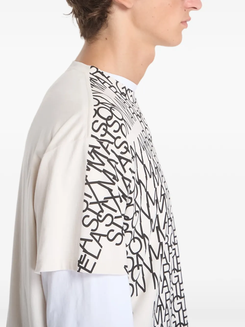 MM6 Maison Margiela T-shirt met logoprint en gelaagde mouwen Beige