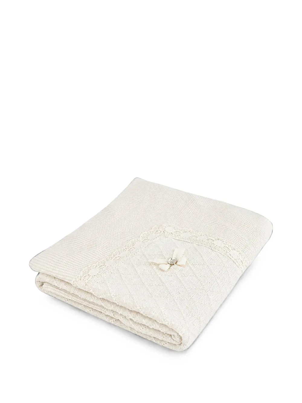 Paz Rodriguez lace-trim knitted shawl - Nude