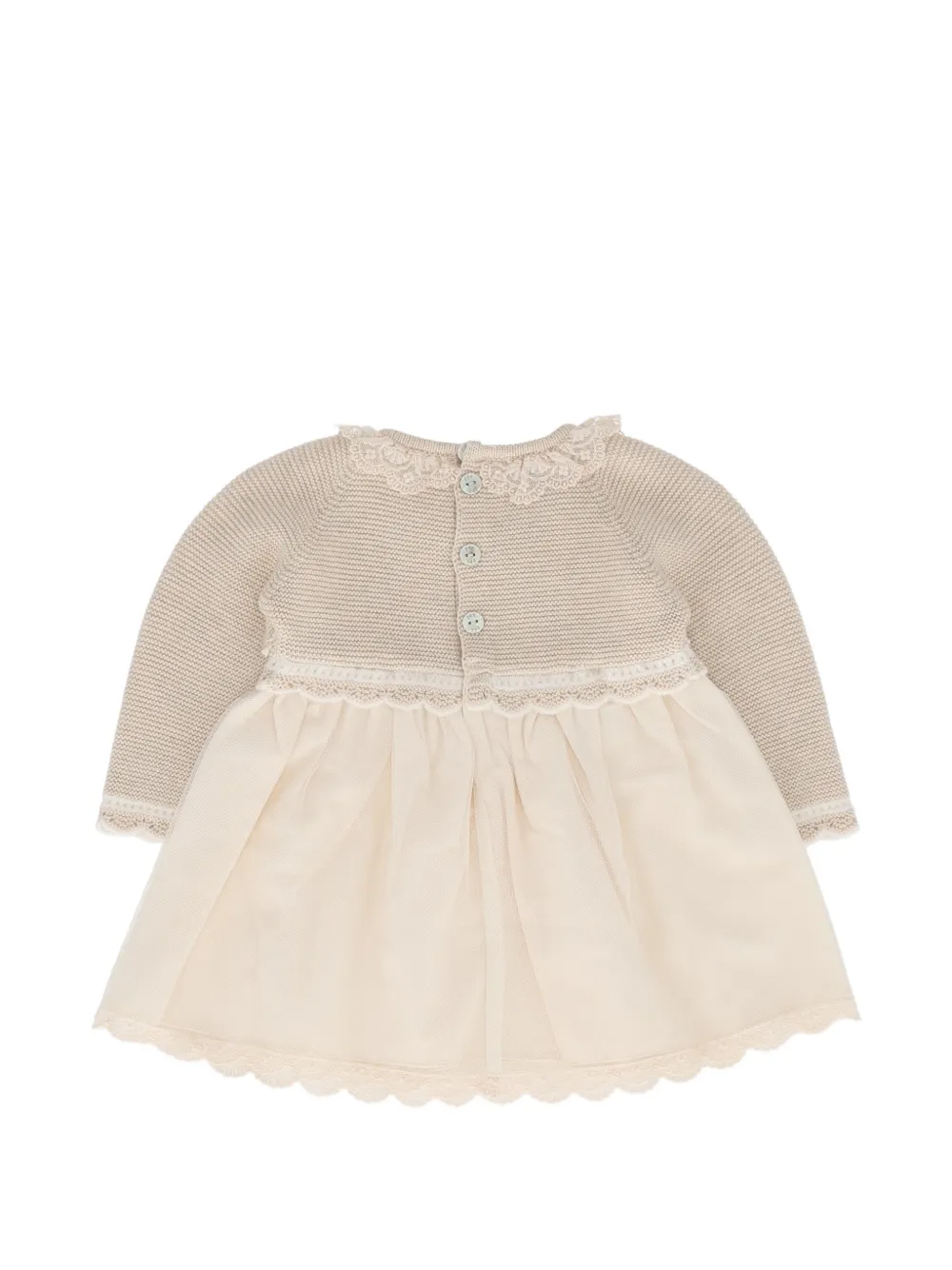 Paz Rodriguez Lua jurk en broekset met kanten afwerking Beige