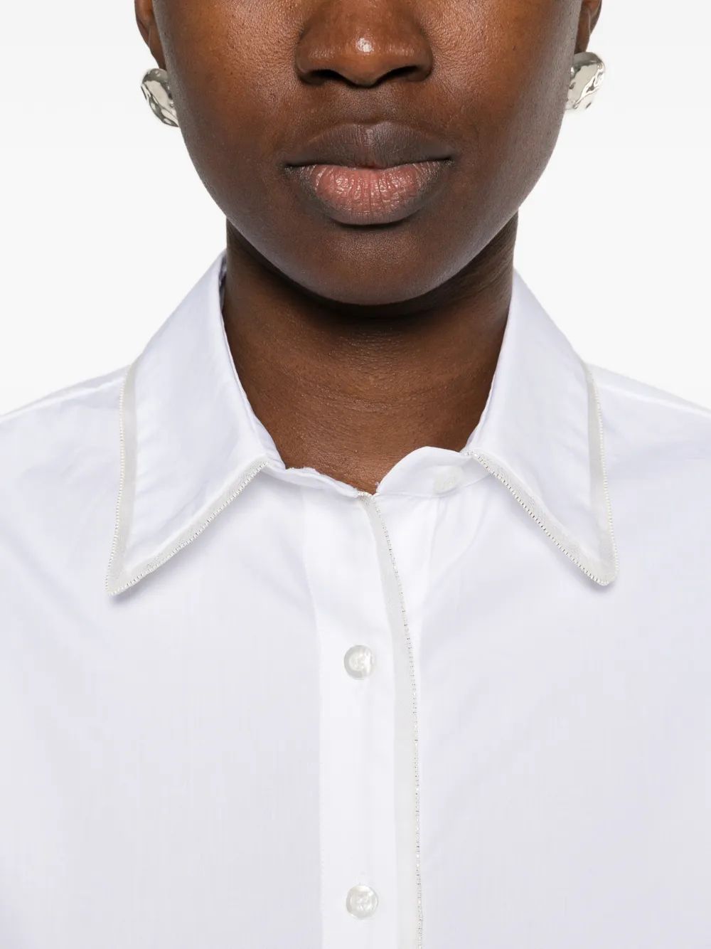 Fabiana Filippi Popeline blouse met afwerking Wit