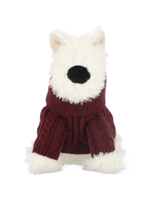 Jellycat Munro Scottie Dog legetøj med kabelstrikket sweater