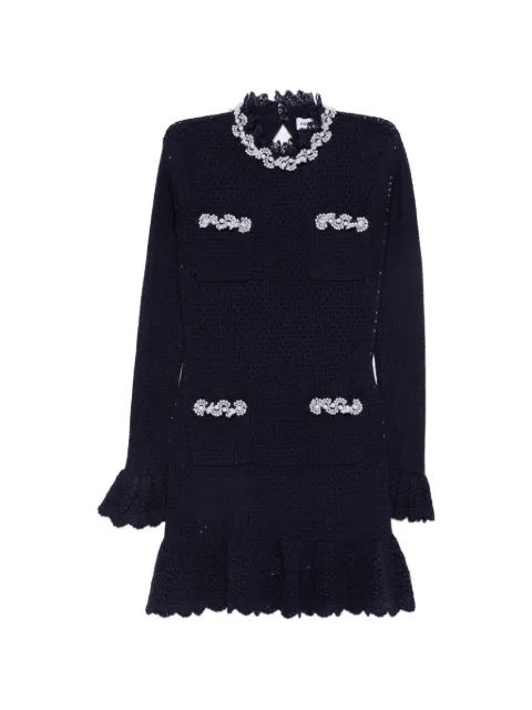 Self-Portrait pearl trim knit mini dress