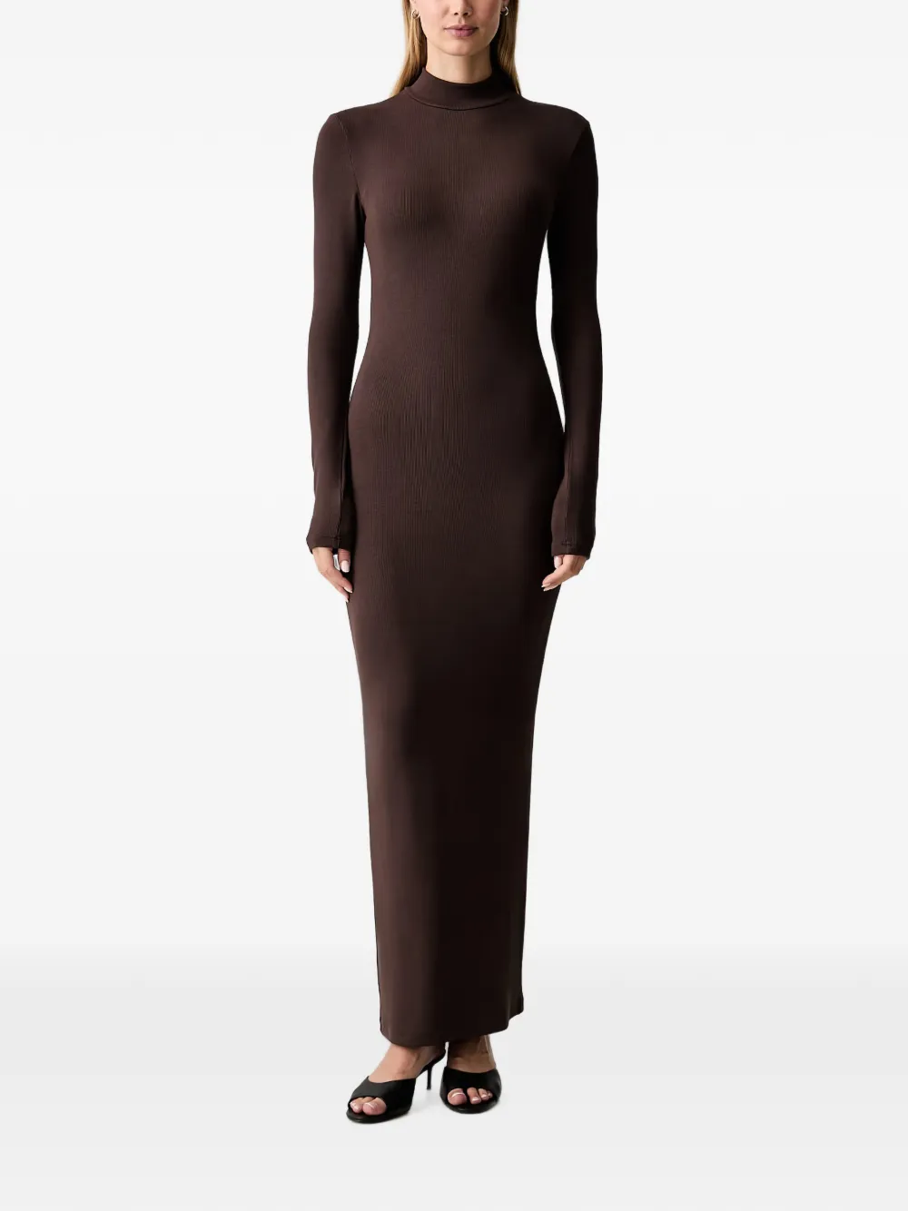 La Mania Fallon ribbed-knit high-neck maxi dress