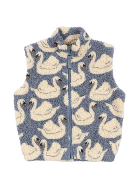 Konges Sløjd Jody swan-pattern fleece gilet