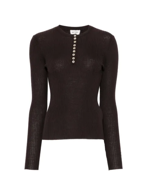 Soft Goat suéter tejido de canalé Henley