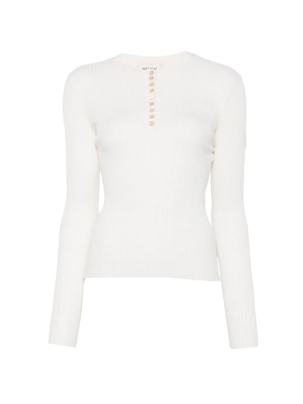 Soft Goat ribbed-knit Henley top - Bianco